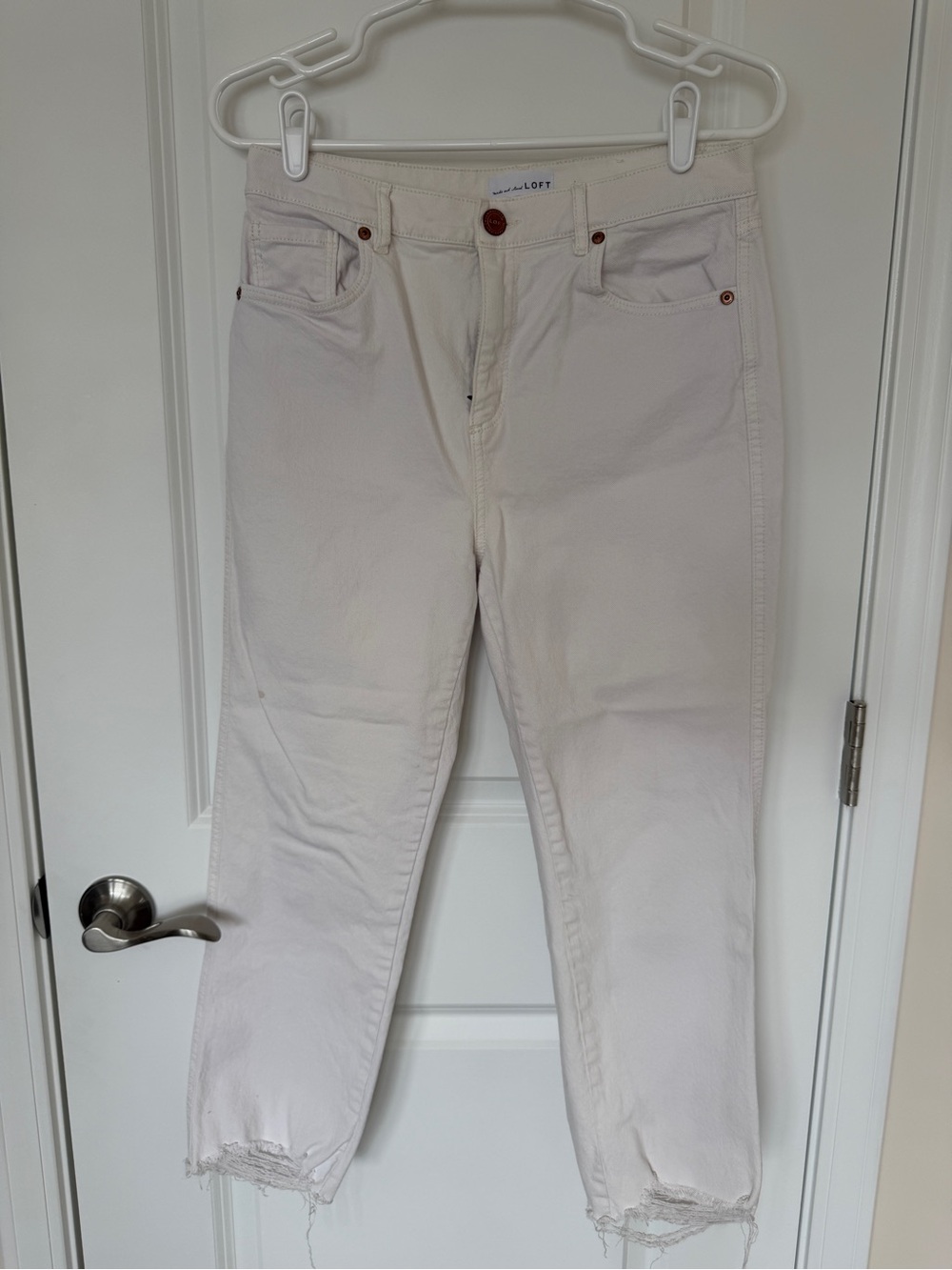 LOFT Women's High-Rise Off-White Cropped Jeans